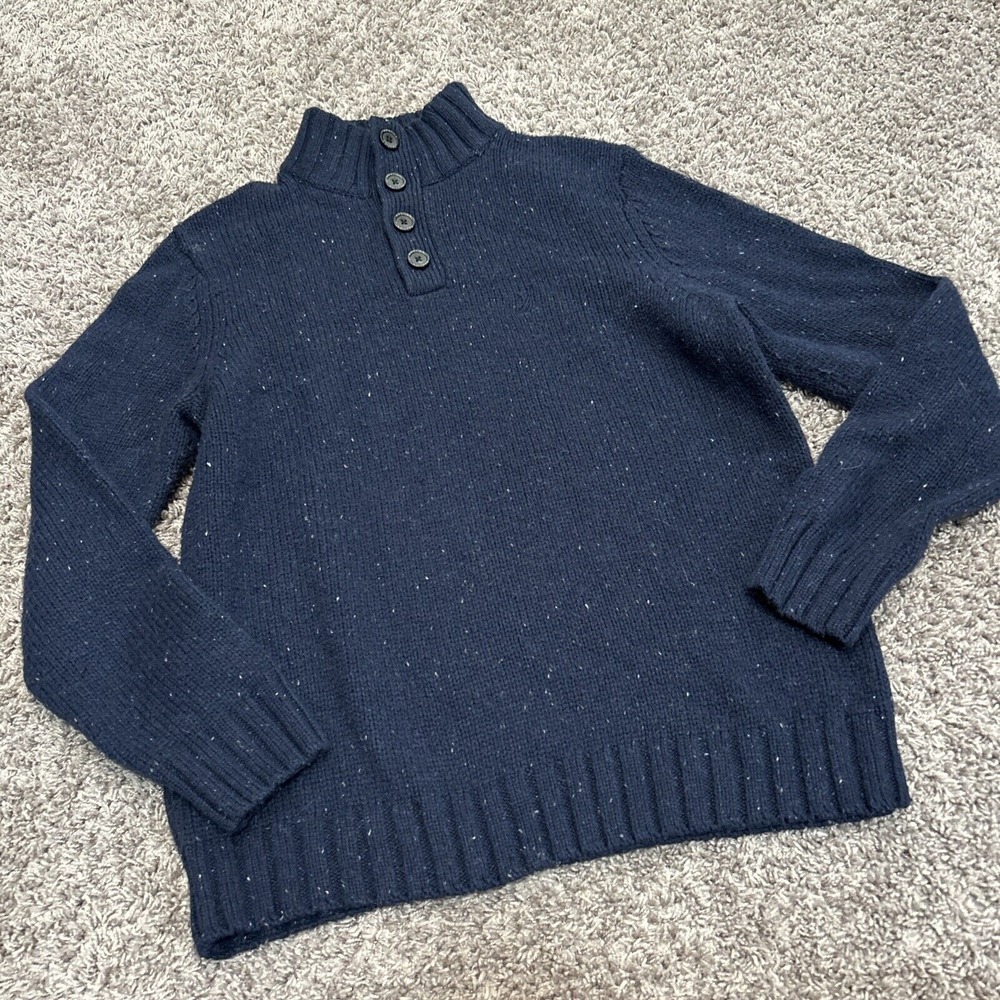 Nautica Men's Size Medium Wool Sweater‎ Buttons Blue Long sleeve